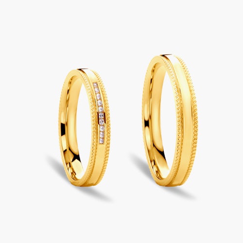 Obrączki ślubne: złote, płaskie, 3 mm